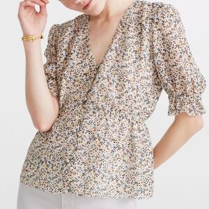 Madewell Silk Peplum Popover Top